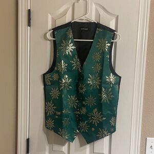 Barry.Wang Green Vest with Gold Accents
